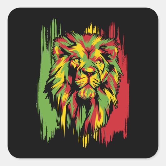 Jamaican Lion Rasta African Reggae Vierkante Sticker (Voorkant)