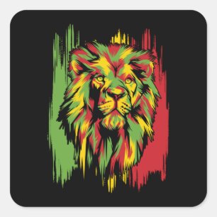 Jamaican Lion Rasta African Reggae Vierkante Sticker