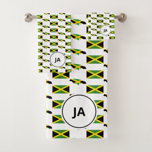 JAMAICAN MAP | Jamaica Flag Monogram Bad Handdoek (Insitu)