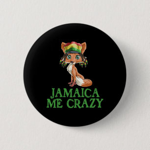 Jamaican Me Crazy Flag Fox T Shirt Hair Funny Regg Ronde Button 5,7 Cm