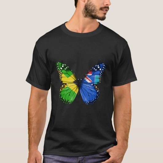 Jamaican Montserratian Flag Butterfly T-shirt (Voorkant)