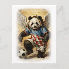 Jamaican Panda playing Soccer in the Sky on a Feestdagenkaart