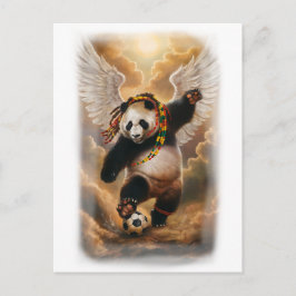 Jamaican Panda playing Soccer on a  Feestdagenkaart