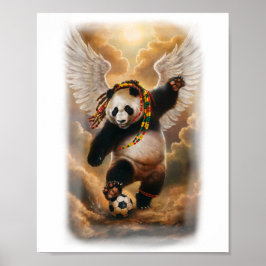 Jamaican Panda playing Soccer on a  Poster