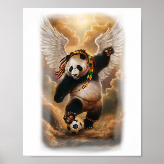Jamaican Panda playing Soccer on a  Poster (Voorkant)