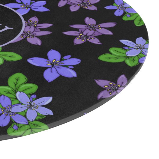 Jamaican Purple Flowers Patterned Monogram Snijplank (Hoek)