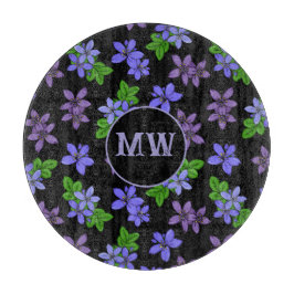 Jamaican Purple Flowers Patterned Monogram Snijplank
