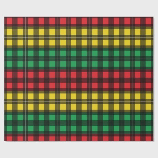 Jamaican Rasta Flag Colors Plaid Pattern Cadeaupapier (Vlak)