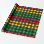 Jamaican Rasta Flag Colors Plaid Pattern Cadeaupapier (Uitgerold)