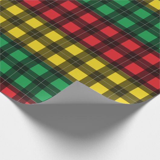 Jamaican Rasta Flag Colors Plaid Pattern Cadeaupapier (Hoek)
