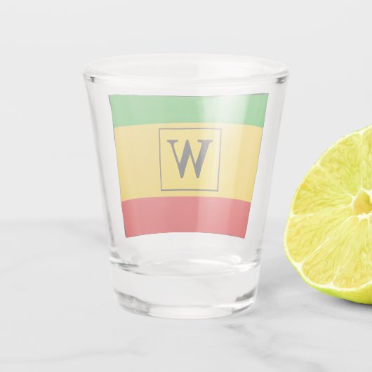 Jamaican Rasta Flag Monogram Shot Glas (Achterkant)