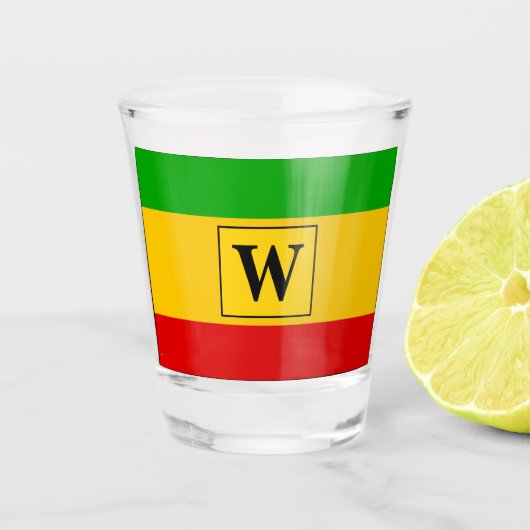 Jamaican Rasta Flag Monogram Shot Glas (Voorkant)