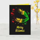Jamaican Rasta Love Merry Christmas Kaart (Gele Bloem)