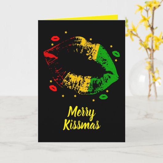 Jamaican Rasta Love Merry Christmas Kaart (Gele Bloem)