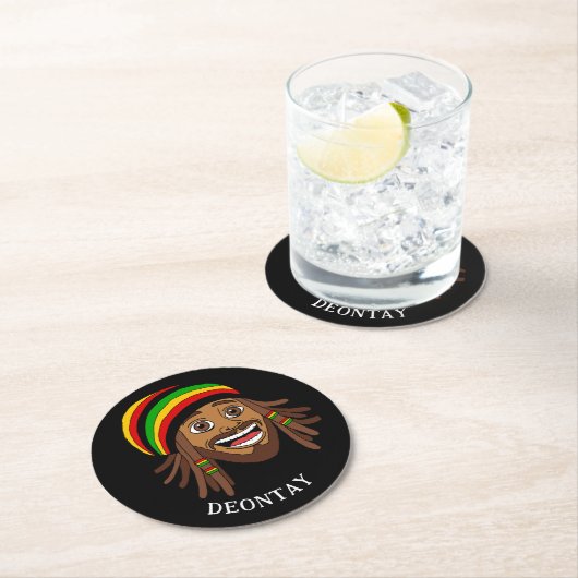 Jamaican Rasta Man Aangepaste tekst Ronde Kartonnen Onderzetter (Insitu)