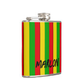 Jamaican Rasta Reggae Stripes Naam toevoegen Heupfles (Rechts)