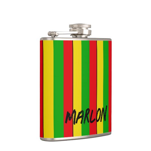 Jamaican Rasta Reggae Stripes Naam toevoegen Heupfles (Rechts)