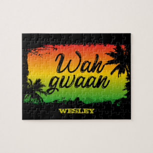 Jamaican Rastafarian Wah Gwaan Hallo tropisch palm Legpuzzel