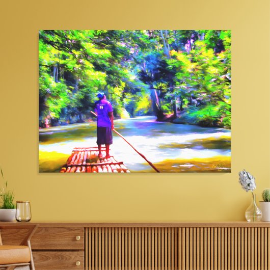 Jamaican River Raft Ride J001 Art Canvas Afdruk (Insitu (Woonkamer))