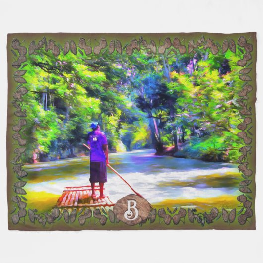 Jamaican River Raft Ride J001 Fleece Deken (Voorkant (Horizontaal))
