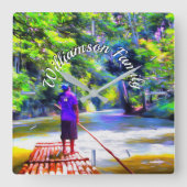 Jamaican River Raft Ride J001 Square Wall Clock Vierkante Klok (Voorkant)