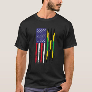Jamaican Roots Half-American Flag Patriotic Jamaic T-shirt