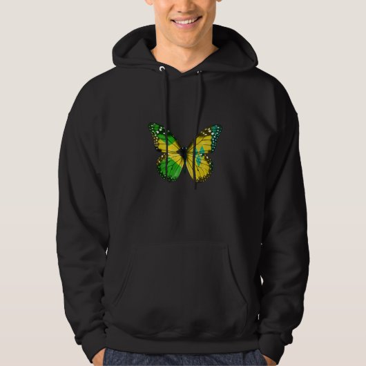 Jamaican Saint Vincentian Flag Butterfly Hoodie (Voorkant)