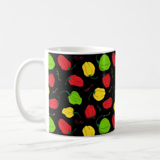 Jamaican Scotch Bonnet Food Patterned Koffiemok (Links)