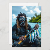 Jamaican spear fisherman feestdagenkaart (Voorkant / Achterkant)