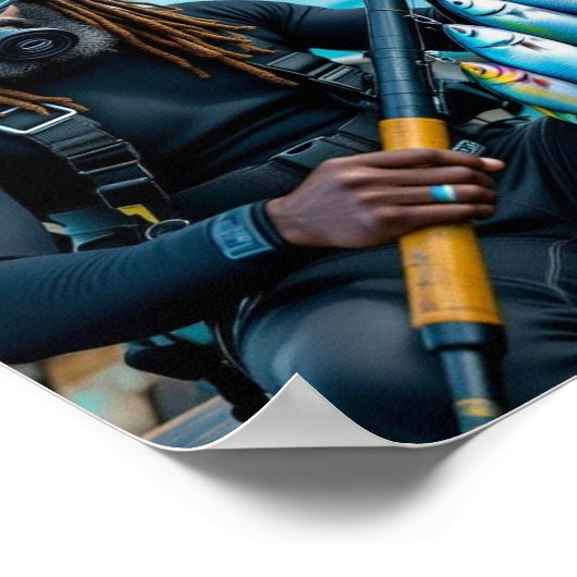 Jamaican spear fisherman poster (Hoek)