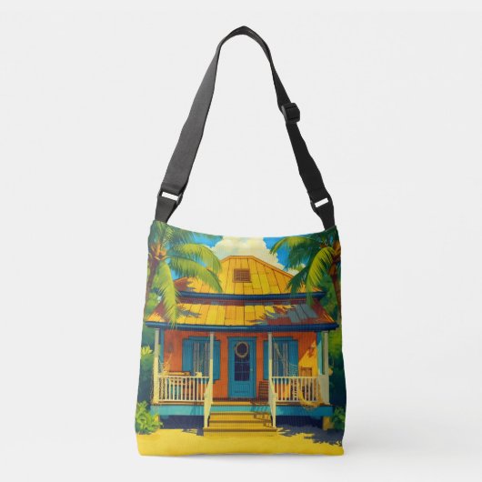 Jamaican strandhuisje crossbody tas (Voorkant)