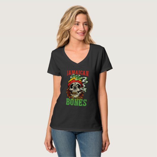 Jamaican To The Bones Cool Skull For Man Woman T-shirt (Voorkant volledig)