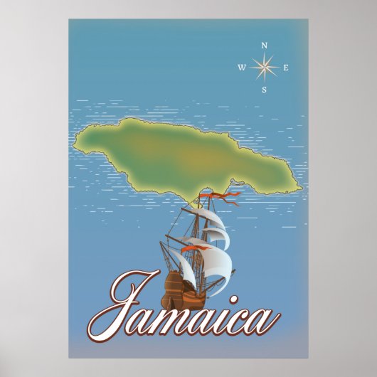 Jamaican Travel Island-kaart Poster (Voorkant)