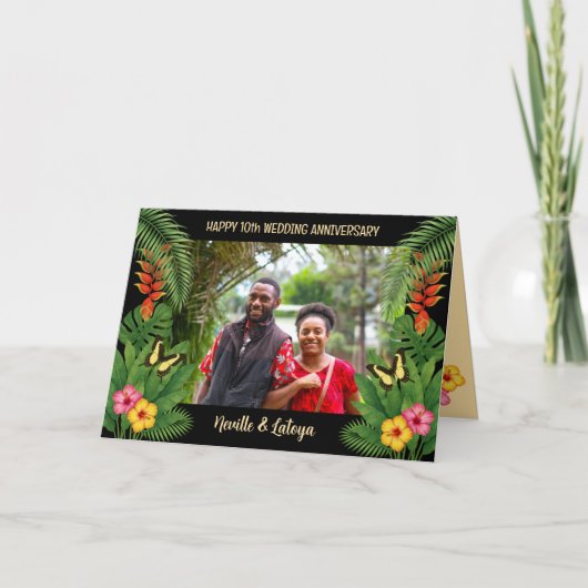 Jamaican Tropical Wedding Anniversary Add Photo Kaart (Voorkant)