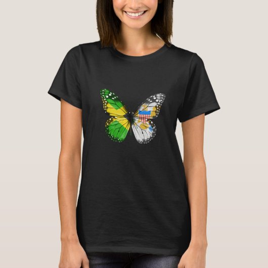 Jamaican Virgin Islander Flag Butterfly   T-shirt (Voorkant)