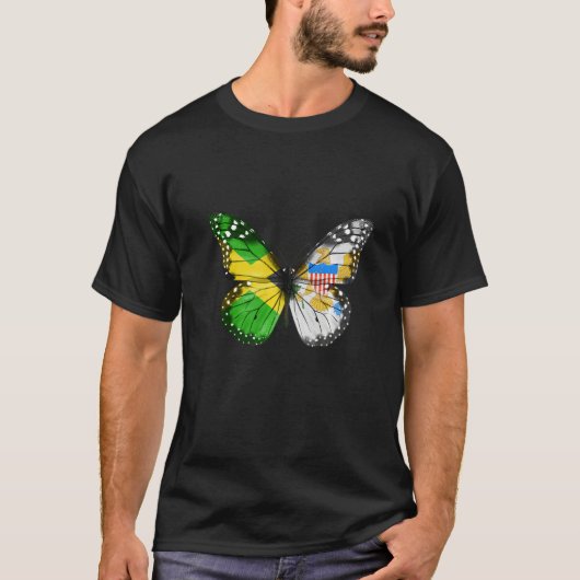 Jamaican Virgin Islander Flag Butterfly   T-shirt (Voorkant)