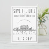 Jamaican Wedding Stylized Skyline Save the Date Kaart (Staand voorkant)