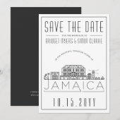 Jamaican Wedding Stylized Skyline Save the Date Kaart (Voorkant / Achterkant)