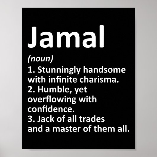 Jamal Definition Personal Name Funny Birthday Poster (Voorkant)