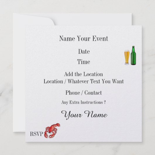 Jambalaya - Cajun Uitnodiging! Kaart (Achterkant)