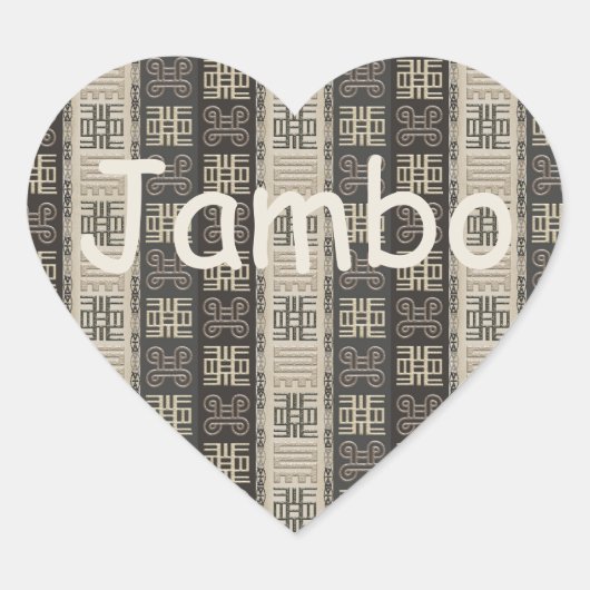 Jambo.afrikaans etnisch patroon. Adinkra-symbool. Hart Sticker (Voorkant)