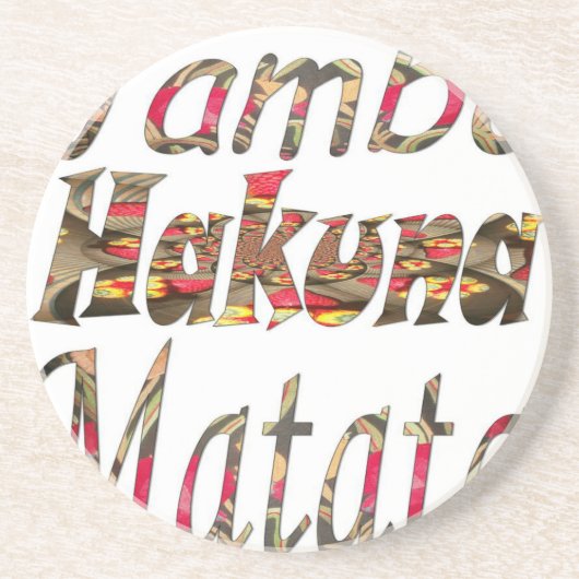 Jambo Hakuna Matata Afrikaanse  kunst Print Zandsteen Onderzetter (Voorkant)