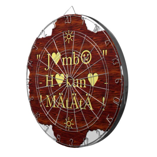 Jambo Hakuna Matata: Afrikaanse kunstdruk/grafiek Dartbord (Voorkant Rechts)