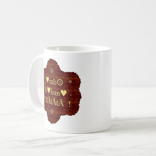 Jambo Hakuna Matata: Afrikaanse kunstdruk/grafiek Koffiemok (Voorkant links)