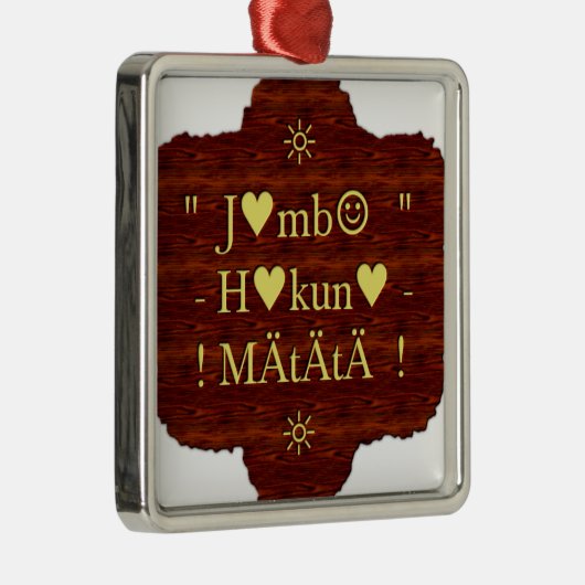 Jambo Hakuna Matata: Afrikaanse kunstdruk/grafiek Metalen Ornament (Rechts)