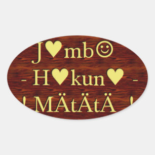 Jambo Hakuna Matata: Afrikaanse kunstdruk/grafiek Ovale Sticker