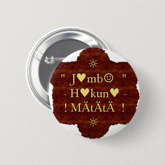 Jambo Hakuna Matata: Afrikaanse kunstdruk/grafiek Ronde Button 5,7 Cm (Voorkant /achterkant)