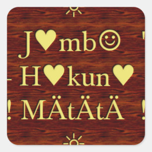 Jambo Hakuna Matata: Afrikaanse kunstdruk/grafiek Vierkante Sticker