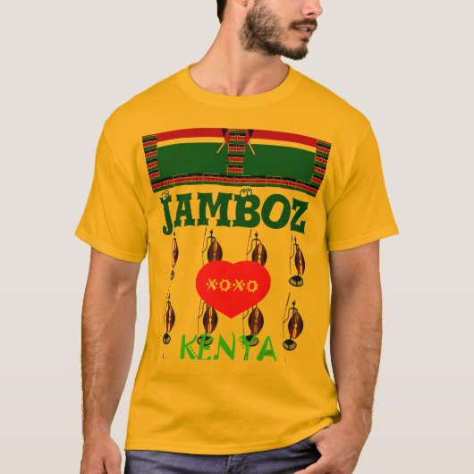 Jambo Hakuna Matata Ik hou van Kenya XOXO T-Shirt (Voorkant)