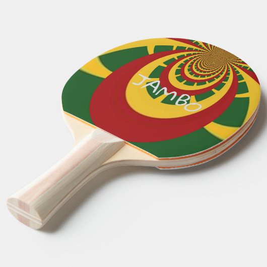 Jambo Hakuna Matata Jamaica Rasta Colors spinners Tafeltennisbatje (Voorkant Gekanteld)